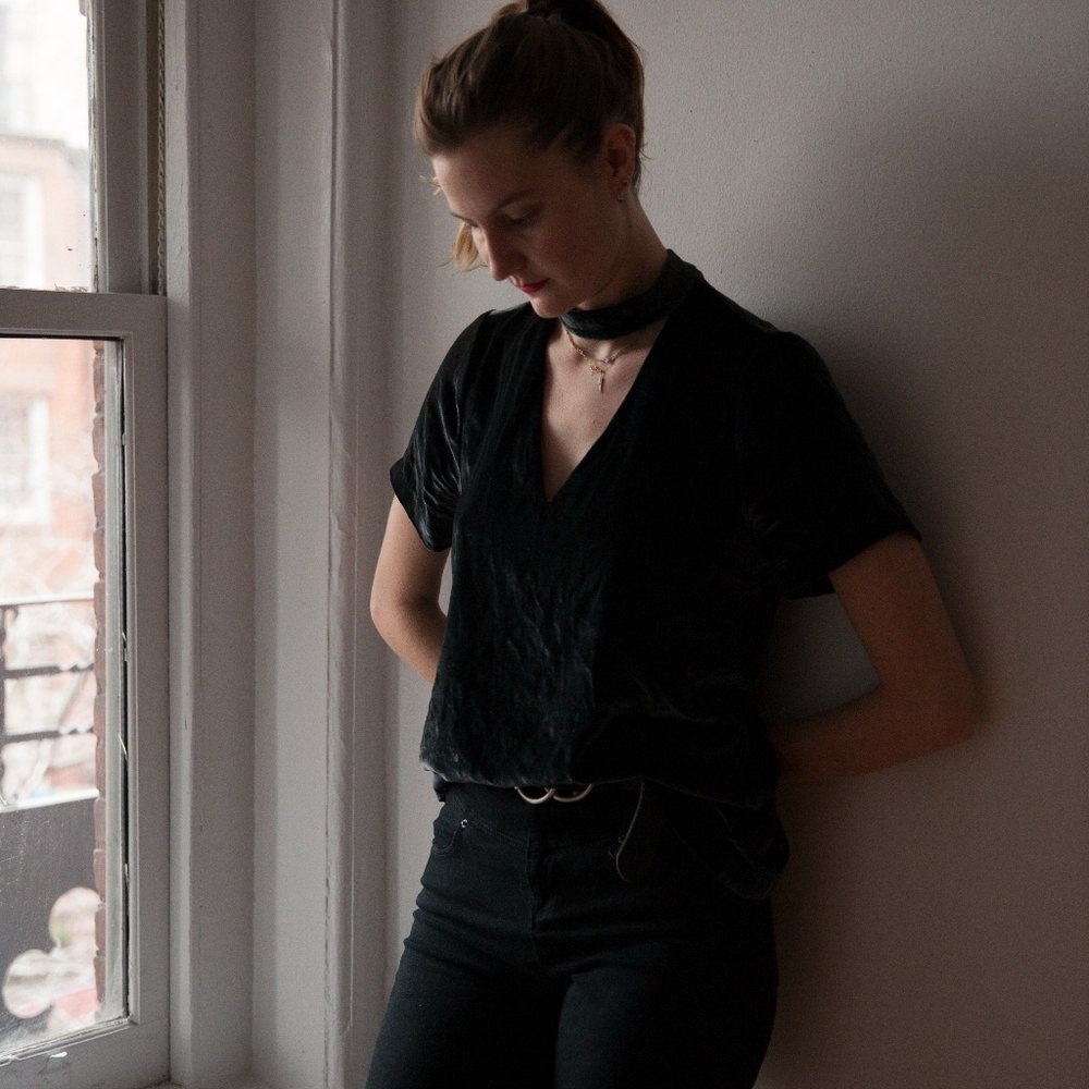 Madewell Velvety Emerald Green Blouse
